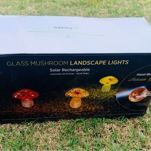 INFINITY XT Glass Mushroom Solar Rechargeable Landscape Lights- NIB